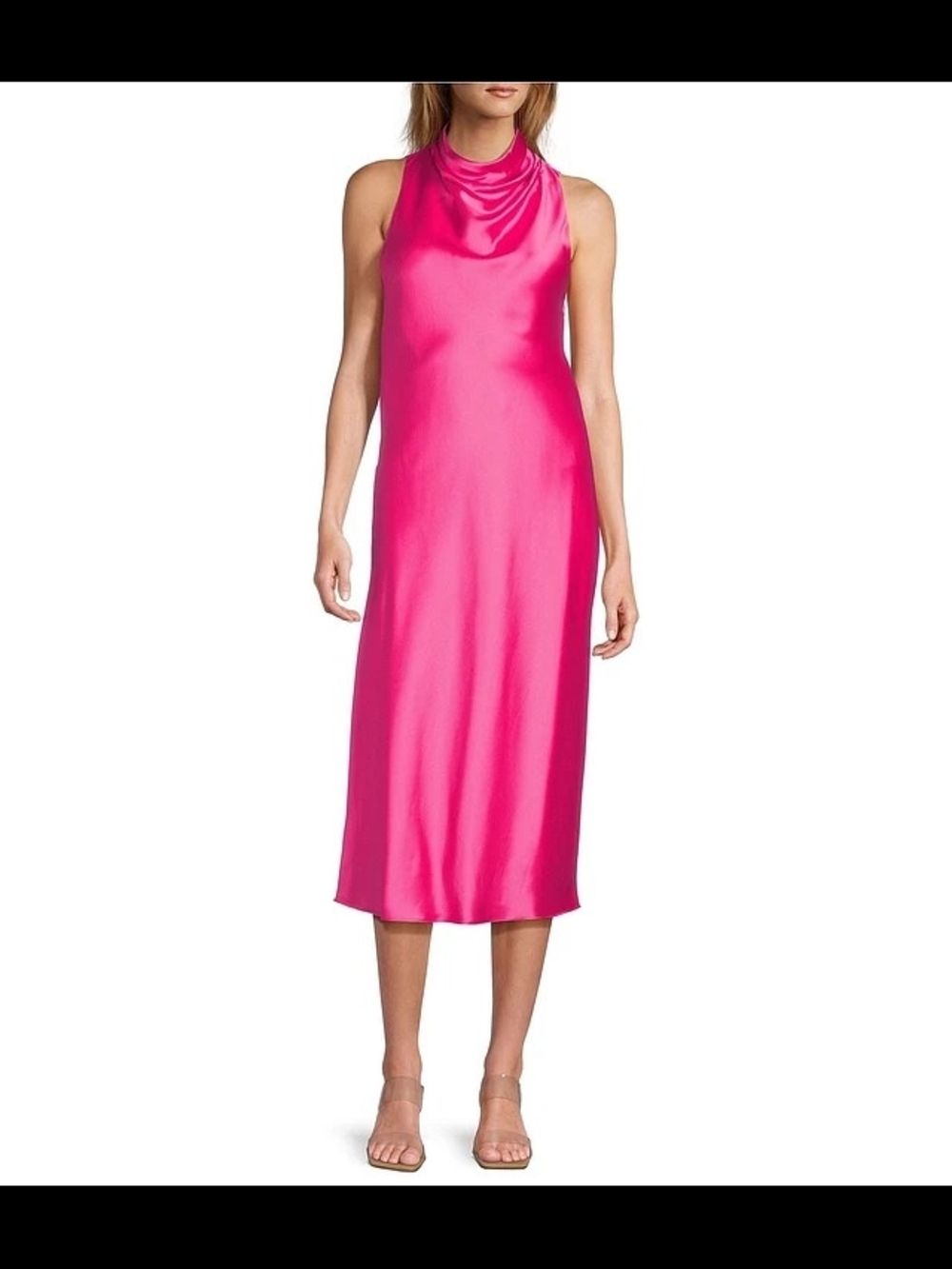 ANTONIO MELANI Hot Pink Sleeveless Satin Midi Dress